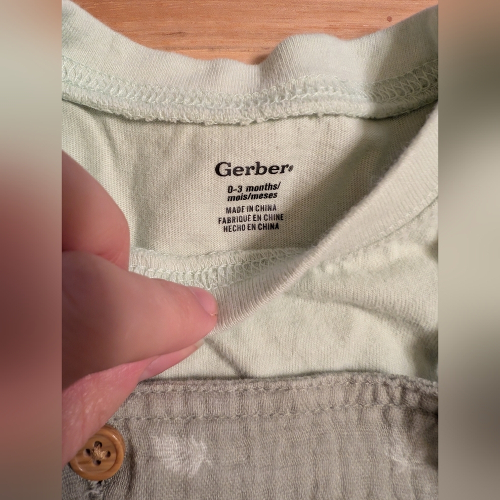 2-Piece Baby Neutral Palms Overall Romper and T-Shirt Set - Picture 4 of 7